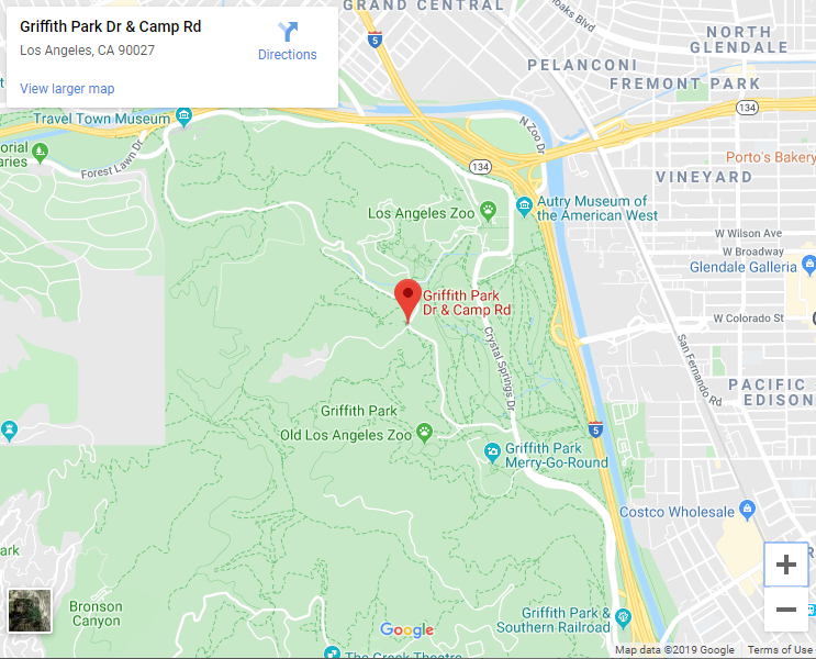 Map of Camp Road and Griffith Park drive
